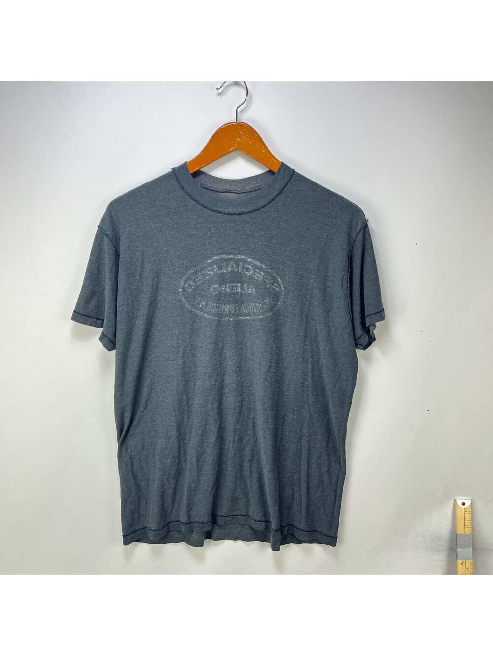 Vintage 80s Sun Faded Blank Black Inside out Shirt XL